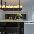 现代黑白调开放式厨房装修效果图大全2017图片