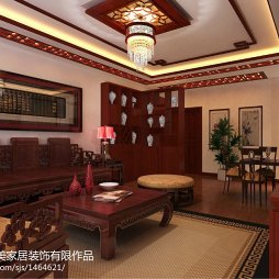 中式客厅博古架家居装修设计