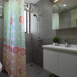 现代简约风不锈钢浴室柜浴帘装修效果图大全