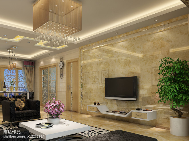 名雅世家现代家装客厅水晶吊顶图片设计