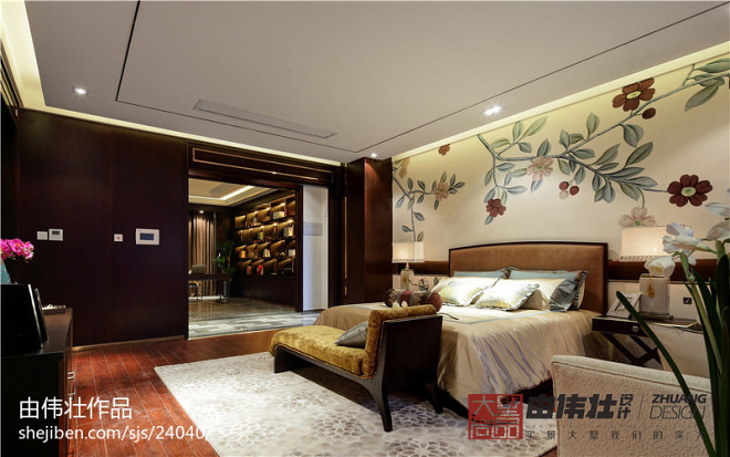新中式风格卧室墙纸装修效果图