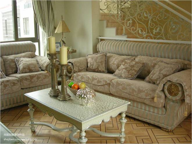 欧式客厅复古家具布艺沙发设计