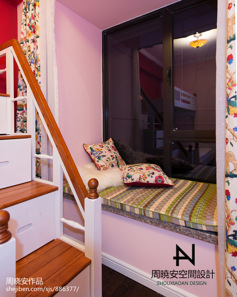 美式风格儿童粉色房间装修效果图