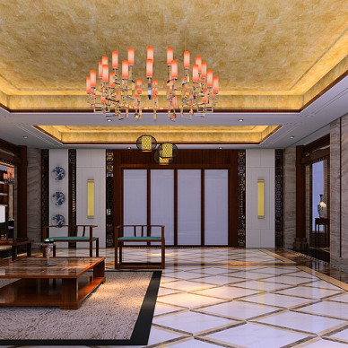 中式客厅大厅灯饰效果图