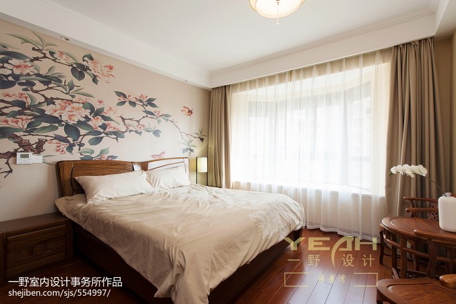 中式卧室背景墙2017图片