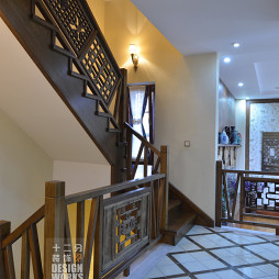 现代中式别墅楼梯装修设计效果图