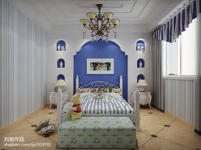 地中海风格卧室布置效果图
