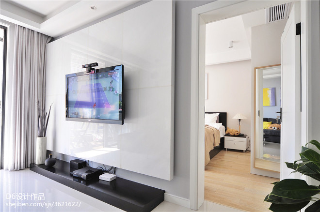 二居现代风格客厅卧室隔断设计