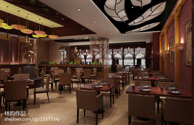 泰国餐馆装修效果图图片