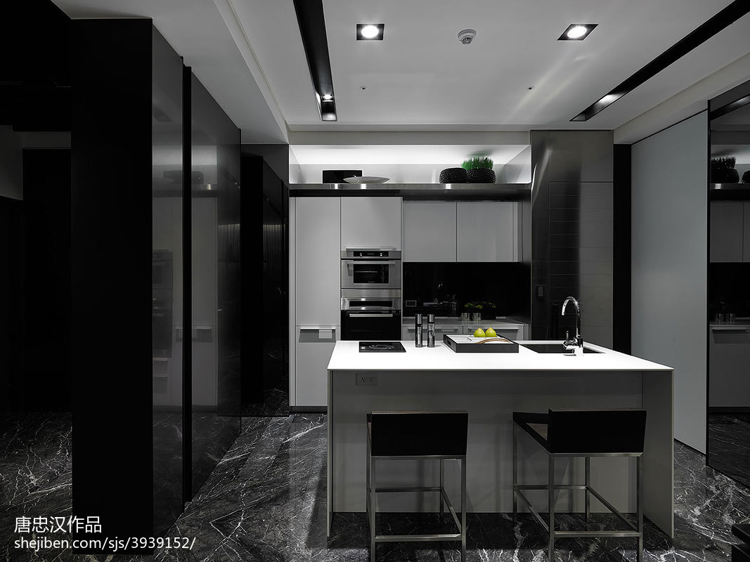 三居室现代风格厨房吧台设计