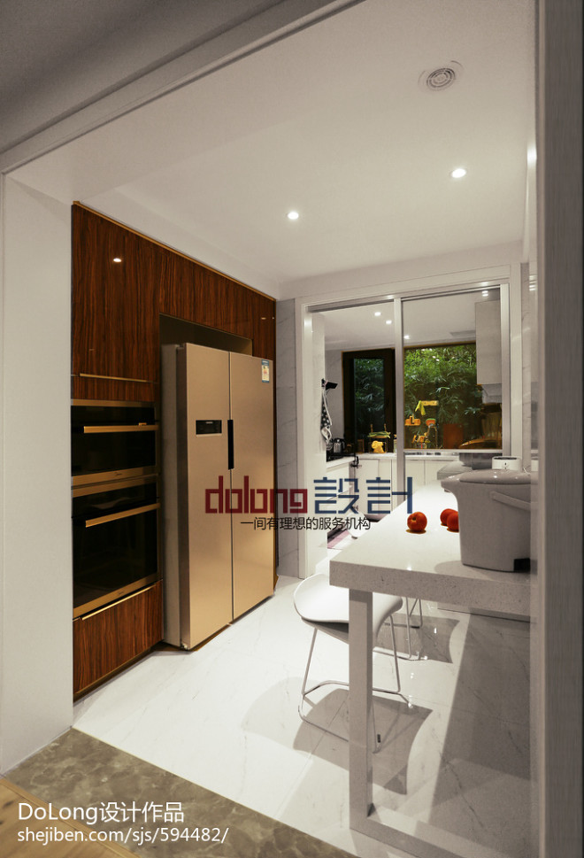 现代风格厨房推拉门装修设计