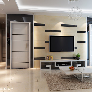 现代客厅电视墙造型设计图片
