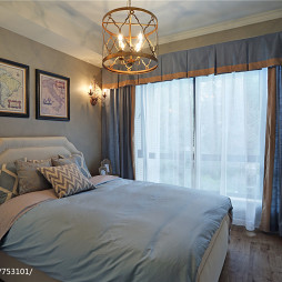 简约美式卧室窗帘设计图片
