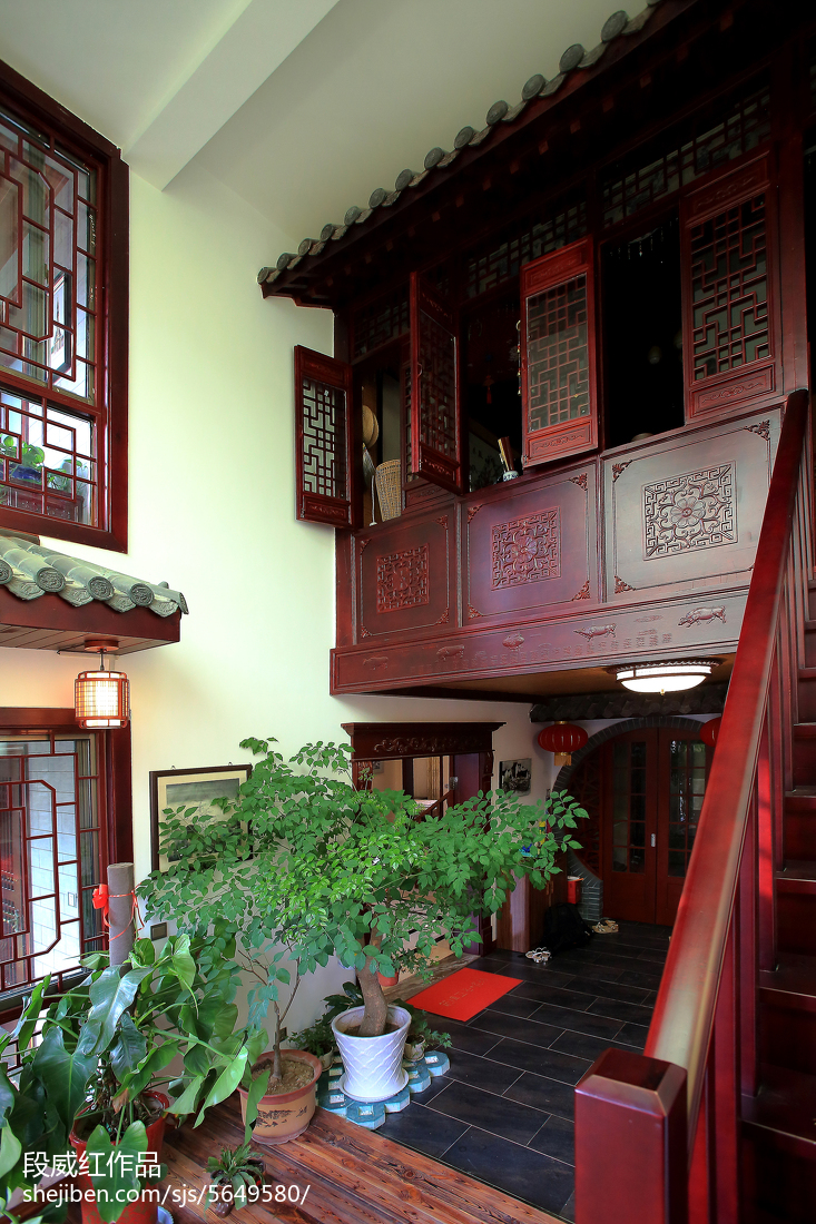 中式风格复式楼花园设计效果图