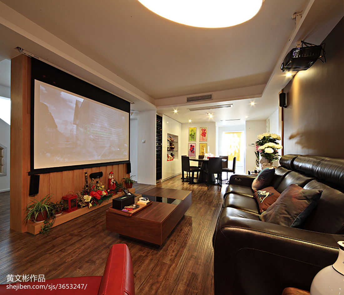 复式现代客厅电视背景墙设计