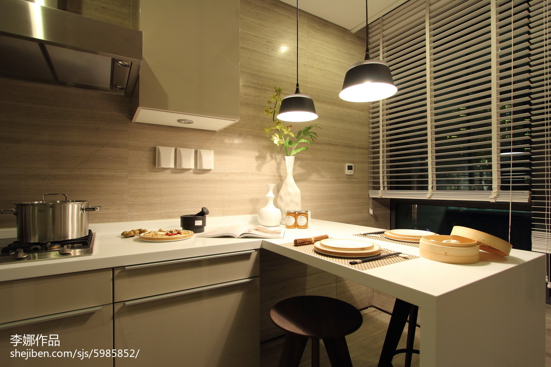 现代厨房公寓样板房效果图