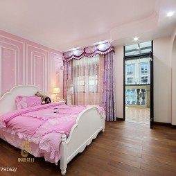 美式风格粉色儿童房装修图片