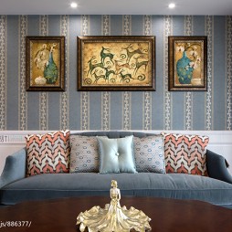 美式古雅客厅沙发背景墙效果图