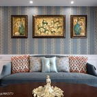 美式古雅客厅沙发背景墙效果图