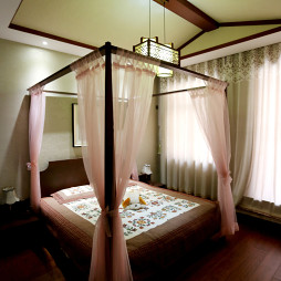 现代中式家装卧室效果图