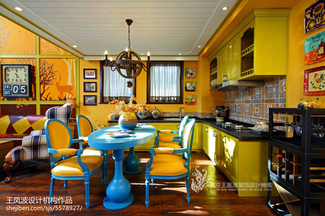 混搭风格黄色系厨房设计