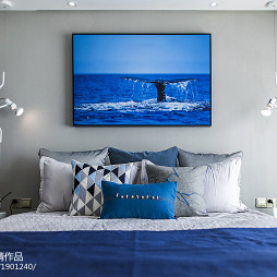 现代风格海蓝色卧室布置