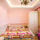 粉色系美式儿童房装修