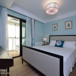 美式风格海蓝色卧室布置