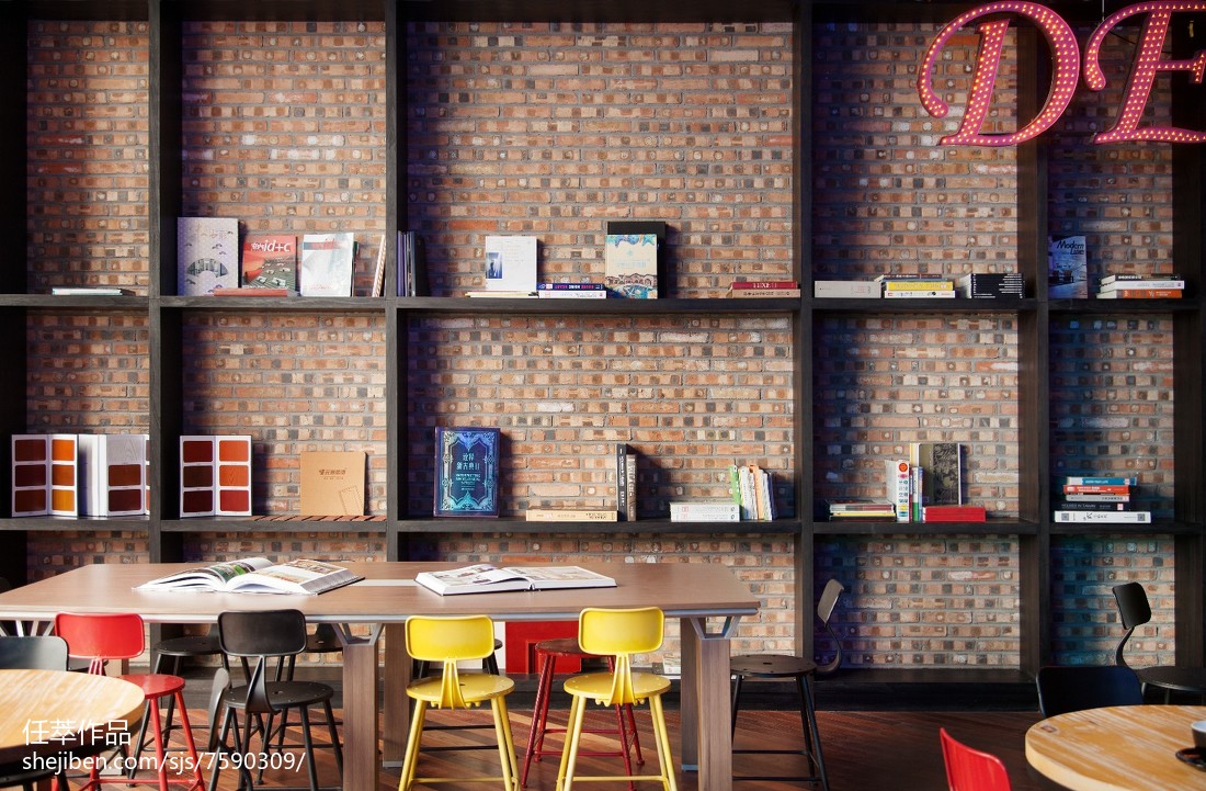 混搭风格咖啡厅书房设计
