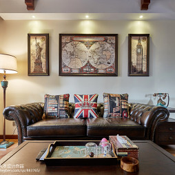 美式客厅沙发背景墙装饰图设计