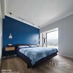 北欧风格蓝色卧室装修效果图