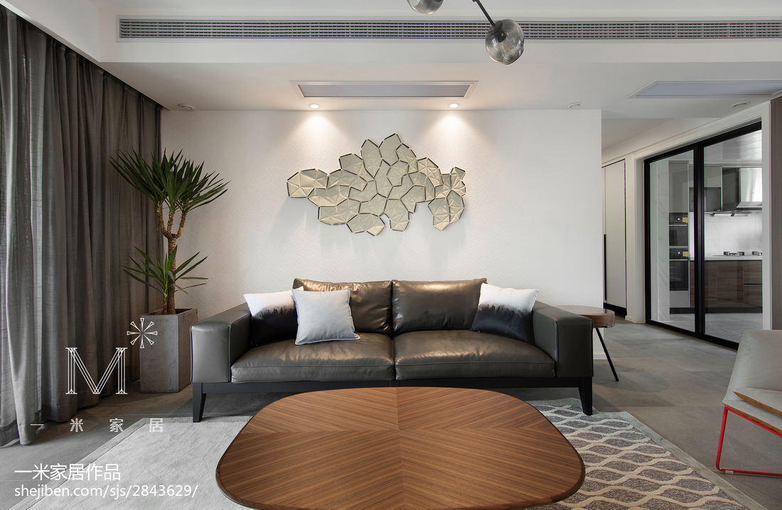 142m²現代客厅沙发背景画设计图