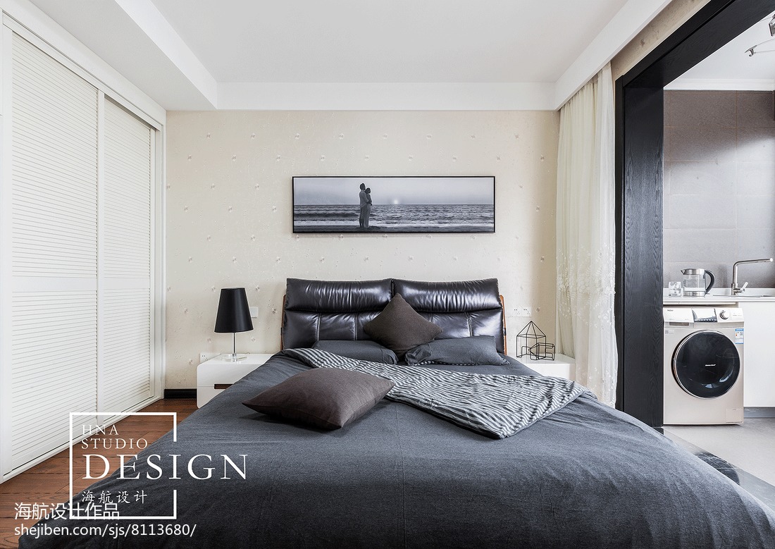 180m²现代黑白灰卧室设计图片