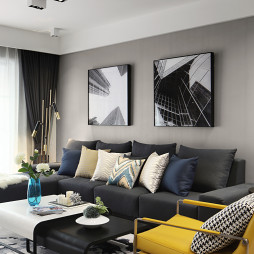 简单现代三居客厅沙发设计图