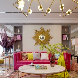 粉色混搭客厅装饰设计图
