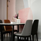 现代粉色系小餐厅设计图片