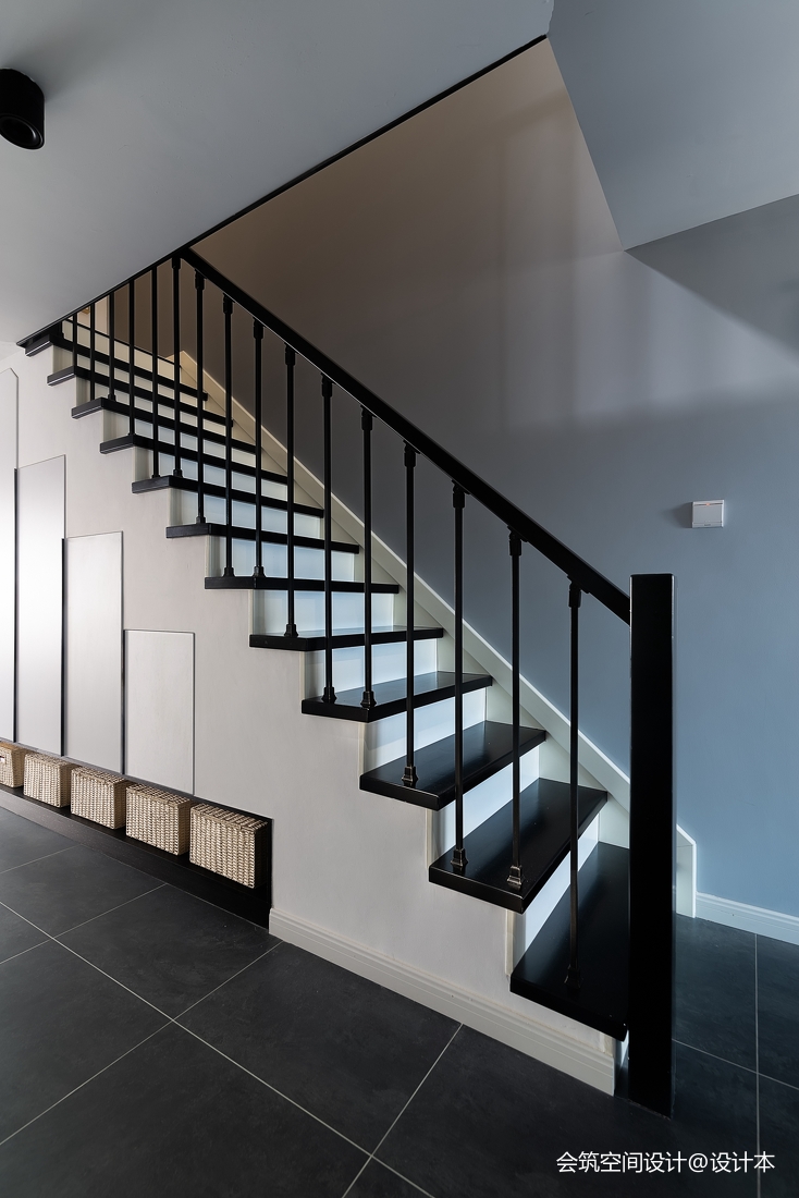 北欧风格黑白格调楼梯设计图