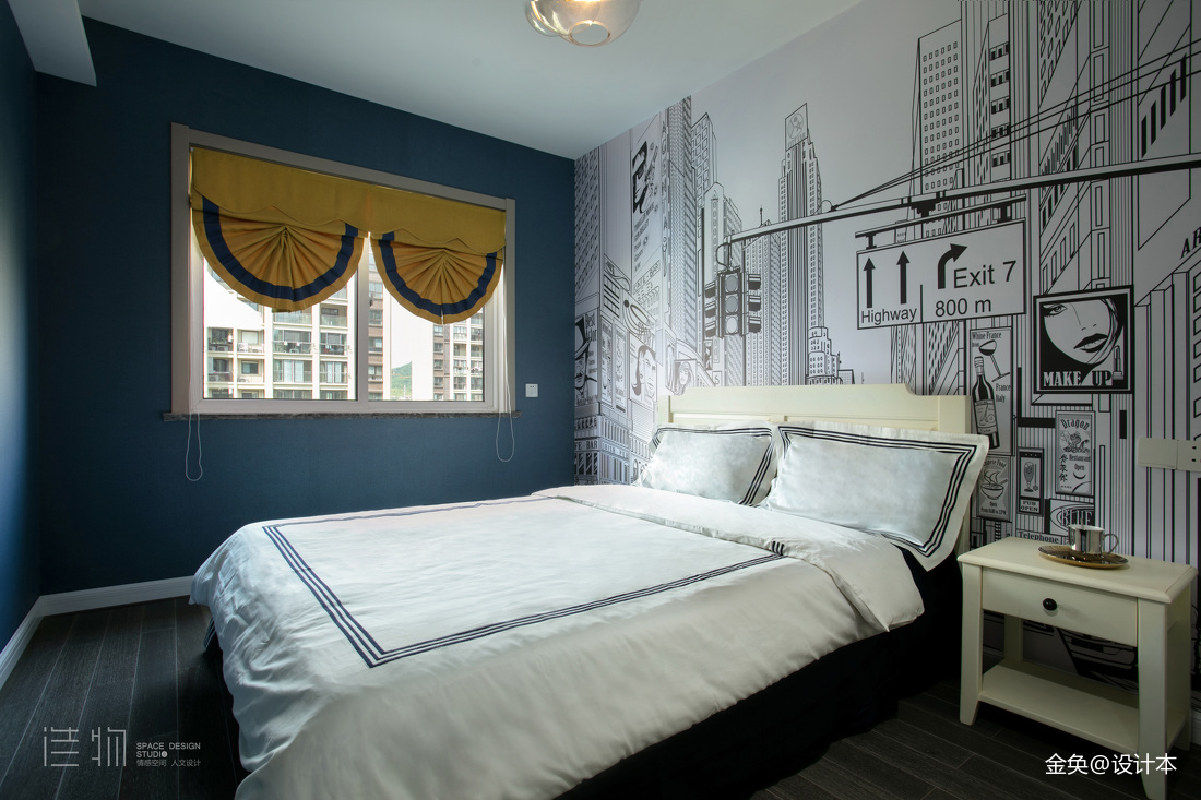 蔚蓝的现代风格三居室卧室设计
