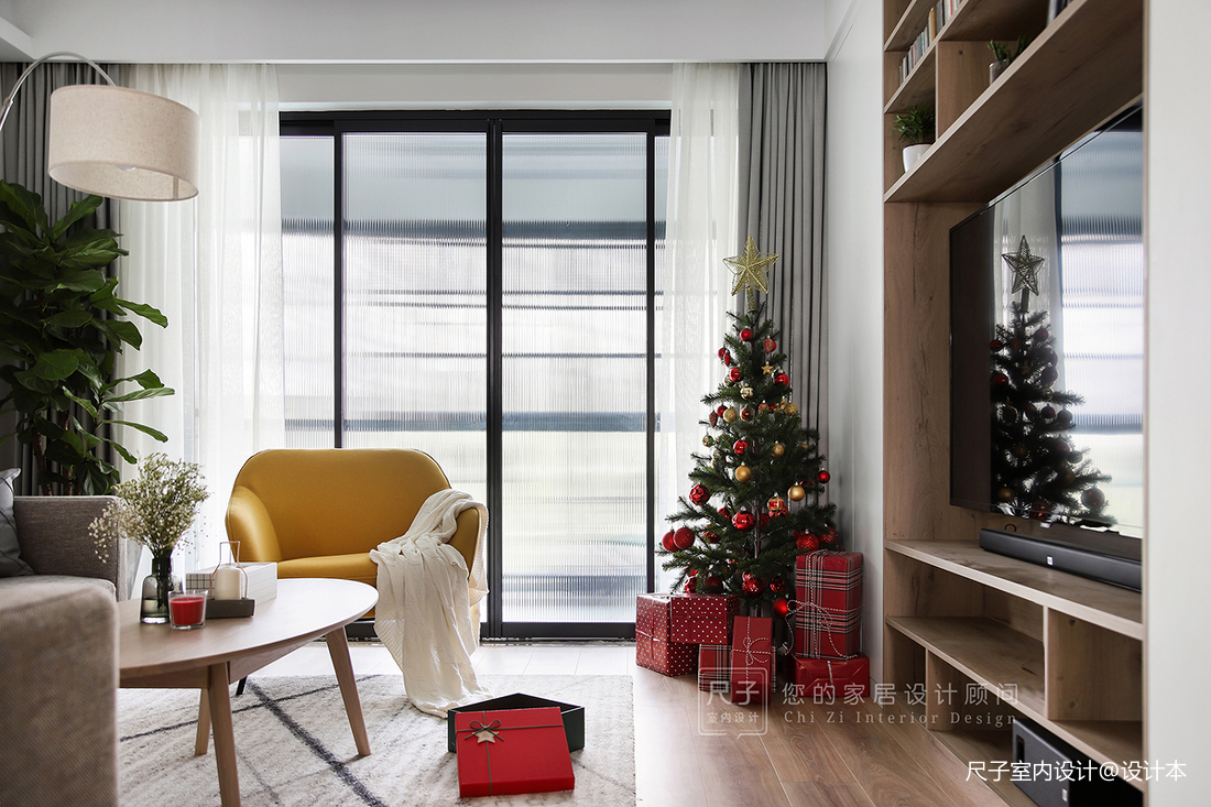 “圣诞味”的家现代客厅设计图