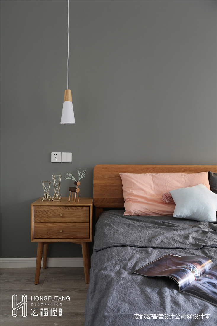 灰木质北欧卧室吊灯图