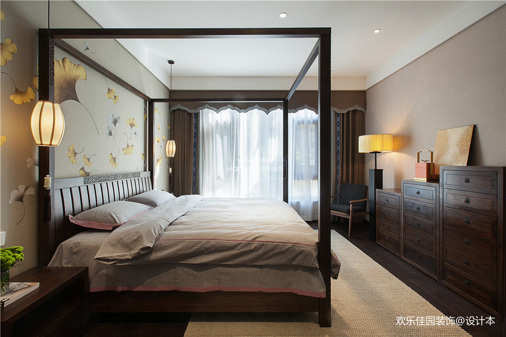 中式四居卧室设计实景图