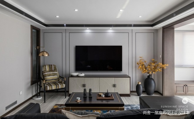 新中式 | 客厅背景墙设计图