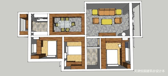 全空间精细化室内设计三房两厅案例_1
