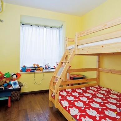 现代风格双人儿童房上下铺双人床装修设计效果图