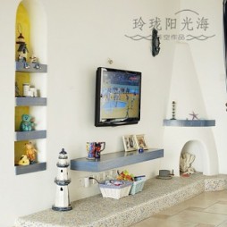 家装复式楼地中海风格客厅电视背景墙装修效果图
