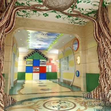 幼儿园室内门厅墙面装饰效果图