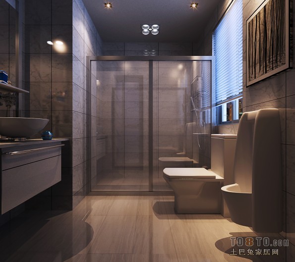 混搭卫生间玻璃淋浴房装修设计效果图