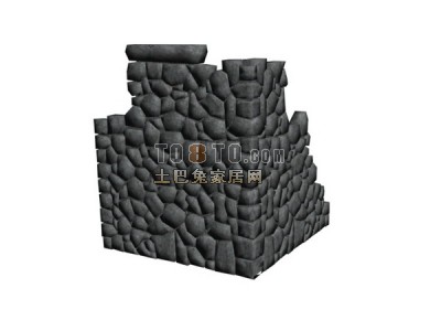 大鹅卵石景墙3d模型下载