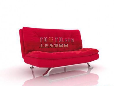 红色现代双人沙发3D模型