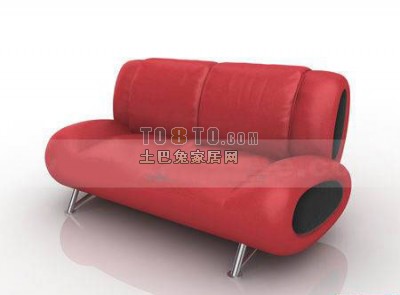 红色现代双人沙发3D模型